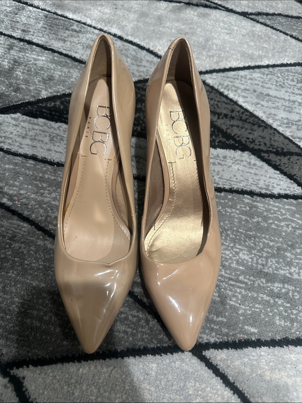 BCBG Nude Patent Pointed-Toe Pumps